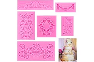 CATELL 6 Pezzi Stampo in Silicone Fondente 3D Rilievo Vintage Barocco Decorazione per Decorazioni Di Dolci, Cupcake, Argilla Polimerica, Cioccolato Resina, Sapone, Gelatina