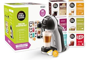 NESCAFÉ Dolce Gusto EDG155.BG Mini-Me Automatic Coffee Machine Black & Arctic Grey by De’Longhi - Starter Kit