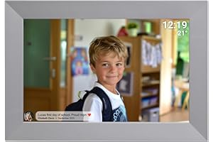 Denver PFF-1026G Digitaler Wi-Fi Bilderrahmen – 10,1 Zoll IPS HD Touchscreen, Integrierte FRAMEO Software, Drahtloses Teilen, Timer-Funktion, Grau
