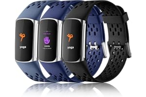 ‎EPOVA Epova 3 Stück Armband Kompatibel Mit Fitbit Charge 5/6, Weiche Atmungsaktive Verstellbare Wasserdichte Armbänder für Damen Und Herren
