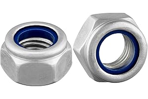 DSM-VERBINDUNGSTECHNIK Sicherungsmutter Sechskantmutter DIN 985/ISO 10511 Standard Form Edelstahl A2 V2A, Stoppmutter selbstsichernde Mutter Edelstahlmutter Sechskant Schraubenmutter (M10, 10 Stück)