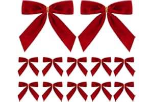 YUYWWAN Rote Kleine Samt Weihnachtsschleifen, 12 Stück Kleine Weihnachtsbaumschleifen, Samt Schleifen Weihnachtsbaum, Weihnachtsbaumschmuck Schleifen, für Weihnachtsbaum Zuhause Hochzeit Weihnachtsfeier Deko
