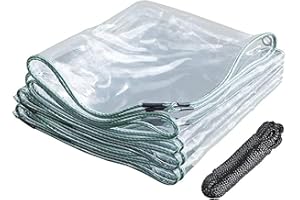 DCDFMN Bâche Imperméable Transparente avec Oeillet - 420g/m² - Couverture en Feuille de Bâche - Bâche en Plastique PVC pour Jardin Extérieur - 0,3 mm D'épaisseur (2x5m)