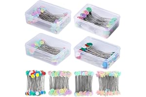 DEUDY 400 Pièces Épingles à Couture, Épingles à Tête De Fleur Plate, Accessoires de Couture avec Boîte de Rangement, Décoratives Quilting Pins pour Projets De Couture