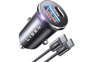 LISEN 95W KFZ Ladegerät USB C, für MacBook Pro 12V USB Adapter Auto PD 65W, USB Zigarettenanzünder Adapter Schnellladung Mit USB C Kabel, für iPad Galaxy S25 S24 iPhone 16 15 Pro Max