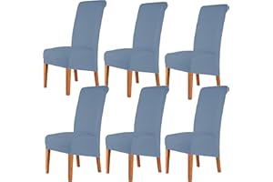CMAKER High Back Chair Covers Stretch Spandex Fabric Chair Slipcover Seat Cover for Home Washable Removable Parsons Chair Protector Dining Room Kitchen Hotel,Set of 6,Dusty Blue