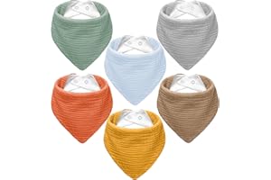 NISXABEBE Muslin Baby Bibs 6 Pack Dribble Bandana Bibs Cotton Drool Bibs for Teething Soft and Absorbent with Adjustable Snaps