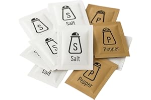 ESPRESSO YOURSELF 200 Salt & Pepper Sachets | 100 Salt Sachets & 100 Pepper Sachets | Individually Wrapped Portions | Disposable Condiment Sachets for Catering, Takeaway, Travel, Lunchboxes & Portion Control | Espresso