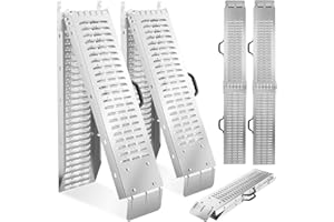 tectake® Set di 2 Rampe di Carico Pieghevoli in Acciaio Zincato, Superficie Antiscivolo, Design Ergonomico con Pratica Maniglia, Portata 400 kg, 186 cm