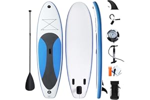 Oryxearth Planche de Stand Up Paddle Gonflable Portable Antidérapante en EVA avec Pagaie Rétractable, Pompe à Air, Sac à Dos, Boîte de Réparation, Aileron, Support de Caméra