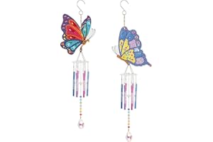 DCIDBEI Diamond Painting Windspiele für Draußen Sonnenfänger Basteln Diamond Painting Kinder Mädchen Anfänger Windspiele für Garten Gartendeko Metall Schmetterling klangspiele Windspiel Geschenk Mama