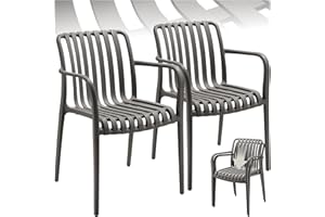 ‎TECTAKE tectake® Gartenstühle stapelbar, Gartenmöbel Set, Balkon Möbel, Bistro Set, Sessel, Outdoor Möbel, Balkonmöbel, Terrassenmöbel - anthrazit, 2er Set
