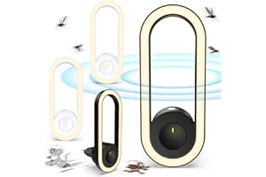 BUBBACARE Repelente Ultrasónico de Plagas, 4 Paquetes Electrónico Repelente Mosquitos Control de Plagas, Repelente Ultrasónico Anti Mosquitos para Interiores, Insectos, Moscas, Cucarachas, Arañas, Roedores