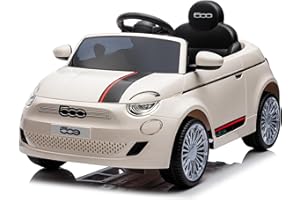 MONDIAL TOYS Macchina Elettrica per Bambini 12V Fiat 500 Auto Giocattolo Full Optional con Telecomando Parentale Soft Start e Cintura di Sicurezza Bianco