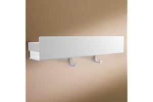 DESIGNFABRIK HAMBURG Design Amburgo Mensola doccia senza foratura I Porta sapone per doccia | Mensole Bagno I Portasapone doccia I Mensola Adesiva da Parete I 2 Ganci | Mensola bagno bianco 42 cm