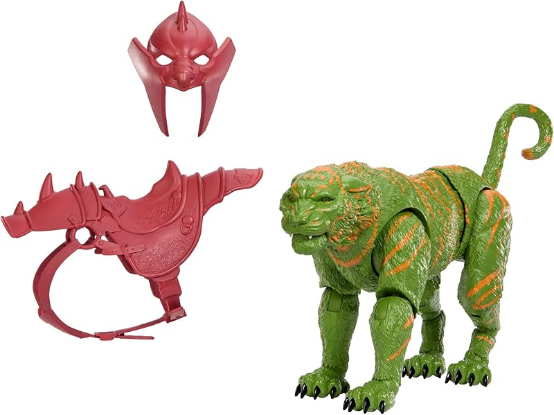 Masters of the Universe Chronicles Action Figure Battle Cat, 6.5 Inch 2026 Movie Accurate, Glass Eyes & Articulated Jaw, Tiger with Saddle & Armor