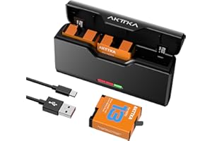 AKTTKA Batteria per GoPro Hero 13, kit di ricarica e custodia con 3 batterie ricaricabili, compatibile con GoPro Hero 13 Black (Caricatore + 3 batterie)
