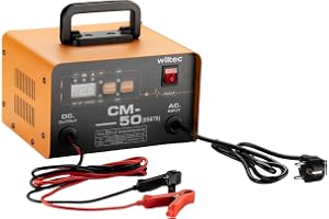 Wiltec Laddare 12-24 V, 16 Ah, 30-300 Ah för bilbatteri fordon och motorcykel starthjälp 490 W, intelligent batteriladdare me