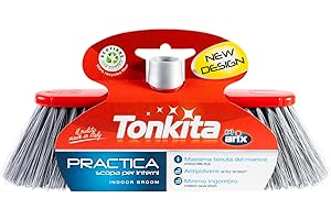 TONKITA | Practica Scopa per Spazi Interni, con Bordo Paracolpi, Setole Fitte e Inclinate, Materiale 100% Riciclato e Riciclabile, Made in Italy