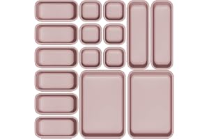 Famhap Organiseur de Tiroir de Bureau, 16 Pièces en Plastique Séparateurs de Tiroir Bacs de Rangement pour le Bureau, Salle de Bain, Cuisine(Violet)