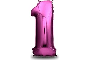 envami® Palloncini Compleanno 1 Anno Rosa 101 CM - Palloncino Numero 1 - Numeri Gonfiabili Compleanno - Decorazioni Compleanno - Palloncino 1 Anno Compleanno - Vola con l'Elio
