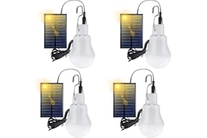 HpLive 4 bombillas LED solar, luz portátil recargable con panel solar para interiores y exteriores, senderismo, camping, tienda de campaña, pesca, iluminación de 110 lm-3,6 V