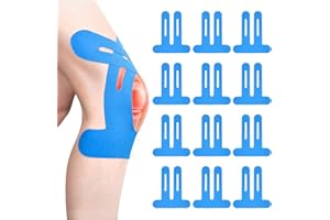 ‎FLINTRONIC flintronic PreCut Kinesiotapes Knee, Pack of 12 Kinesiology Tape, Sports Knee, Waterproof Elastic Physio Tape for Knee Pain, Provide Support and Stability for Muscles (Blue)