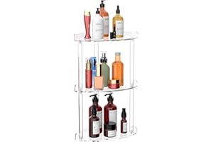 Sezanrpt 3 Tier Countertop Corner Organizer Shelf 7x7x15.7 Inch, Countertop Acrylic Bathroom Corner Shelf, Clear Vanity Storage Organizer for Cosmetics, Toiletries