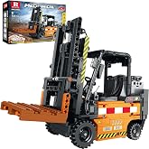 Reobrix Forklift Kamyon Yapı Taşı Kiti,RC Forklift Oyuncakları APP Uzaktan Kumandalı İnşaat Makinaları Seti 22002, Raf Kaldır