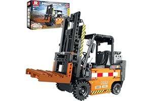 Reobrix RC Forklift Truck Building Block Toy, APP/Remote Control Shelf Lifted Engineering Vehicle with Motorset, 22002 Technical Construction Brick Car Gift for Adult Child 14+ (722Pcs)