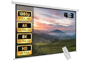 Fabulcozy Écran de Projection motorisé écran projecteur électrique Formats 4:3 84 Pouces 171L x 130H cm Fixation Mur ou Plafond Automatique pour Home Cinéma et Entreprise