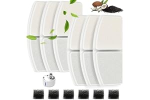 BUUDALA 6 PCS Filtre Fontaine Eau Chat, Filtres de Fontaine à Eau Remplacement, avec Système de Triple Filtration avec Résine et Charbon Actif, Convient pour W04SP