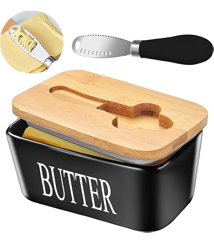Beurrier Ceramique Beurrier En Porcelaine, Boite A Beurre Avec Couvercle En Bois Et Couteau à Beurre Multifonctionnel, 250g Conteneur De Beurre, Boite Beurre, Pour Placer Du Beurre Du Fromage Fruit Salade (Noir Beurrier Ceramique Beurrier En Porcelaine, Boite A Beurre Avec Couvercle En Bois Et Couteau à Beurre Multifonctionnel, 250g Conteneur De Beurre, Boite Beurre, Pour Placer Du Beurre Du Fromage Fruit Salade (Noir