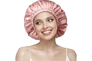 Umisleep 22 Momme Schlafmütze aus 100% Maulbeerseide, Doppelte Seidennachtmütze für lockiges Haar, Atmungsaktive, verstellbare Schlafhaube mit Gummiband zur Befestigung auf dem Kopf