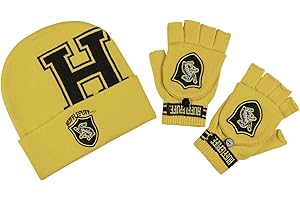 BIOWORLD Ensemble chapeau et gant Harry Potter Poufsouffle, Noir , taille unique