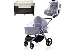 HUIFENGJIE Moustiquaire Universelle pour Poussette Bébé - Protection Anti-Insectes Respirante, Capote Cosy pour Lit Bébé, Landau, Berceau et lit de Voyage (Blanc)