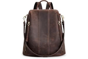 S-ZONE Women's Backpack Genuine Leather Soft Waterproof Anti Theft Fashion Backpack Handbag Casual School Backpacks for Work School Travel, m, Classic