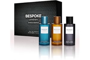‎BESPOKE LONDON BESPOKE LONDON Premium-Herrenparfüm-Geschenkset, Schwarzes Wildleder, Wildkräuter, süße Gewürze, Eau De Parfum mit lang anhaltendem Duft- Mini-Parfümset in Reisegröße (3 x 50ml)