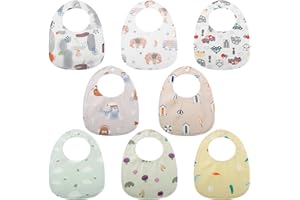LANJUE 8 Packs Bandana Dribble Bibs, Soft Cotton Baby Teething Bibs Waterproof Drool Bibs