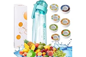 TOMTARY Air Water Bottle with 7 Flavour Pods Pack 650ml Drinking Bottle Set Leak Proof BPA Free Sports Water Bottle 0 Sugar, 0 Calorie Fruit Fragrance Taste Pods for Fitness Outdoor