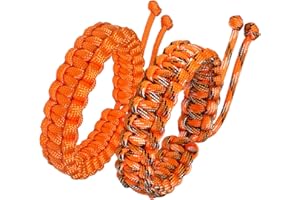 Jewboo Paracord Survival Bracelets Braided Paracord Handmade Rope for Couples Men Women Adjustable Size(Set of 2)