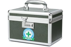 HEWEI WORKS Medication Lock Box with Combination, Lockable Medicine Storage Box, Empty First Aid Box, Security Lock Box, Medical Organizer, Multipurpose Locking Box for Home and Outdoor (Green, Small)
