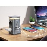 FULLTECH Akım Korumalı Masa&uuml;st&uuml; Priz, 4&rsquo;l&uuml; Priz, 2x USB-C PD 20W + 1x USB-A QC 18W Hızlı Şarj, 600J Aşırı Gerilim Koruması, 3
