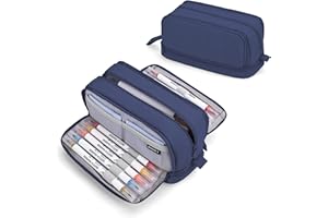 Sciphylia Federmäppchen Groß Mäppchen Große Kapazität 4 Fächer Federmäppchen Für Kinder Studenten Mädchen Jungs Multifunktional Mäppchen Für Schule Büro Makeup, Dunkelblau