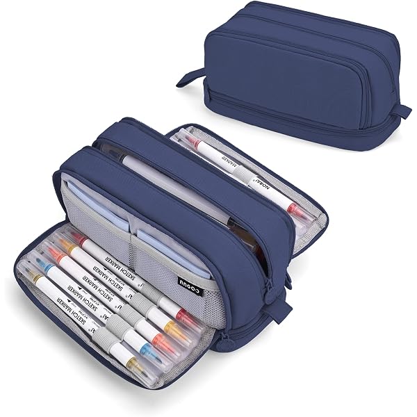 Trousse Scolaire Grande Capacité MEISO - 4 Compartiments, 21x8x12 Cm - Trousse à Crayons, Maquillage, Organisateur - Pour École, Bureau, Voyage