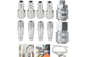 AMZMUKAUP 10 Pcs Rapide de Compresseur 1/4"BSP Coupleur pour Tuayn Air Comprime Compresseur Raccords de Tuyau Connecteur Homme Femme