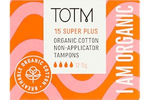 TOTM Organic Cotton Super Plus Non-Applicator Tampons, Pack of 15