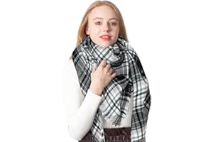 Coubeau Klasyczny szalik damski w kratę - imitacja kaszmiru szalik zimowy ciepły szalik trójkątny szalik