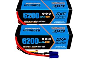 DXF 2 Paquete batería lipo 14.8v 6200mah 80c para 1/8 1/10 RC Cars Slash 4x4 Bandit rustler Stampede Jam hpi xb kyosho 4wd axial scx10 ecx torments camion RC batería bateria lipo 14.8v EC5