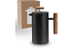 Lambda Coffee® cafetera francesa térmica | 1 litro - 5 tazas | 3 tamaños disponibles | French Press de acero inoxidable | Doble pared | prensa francesa | cafetera embolo